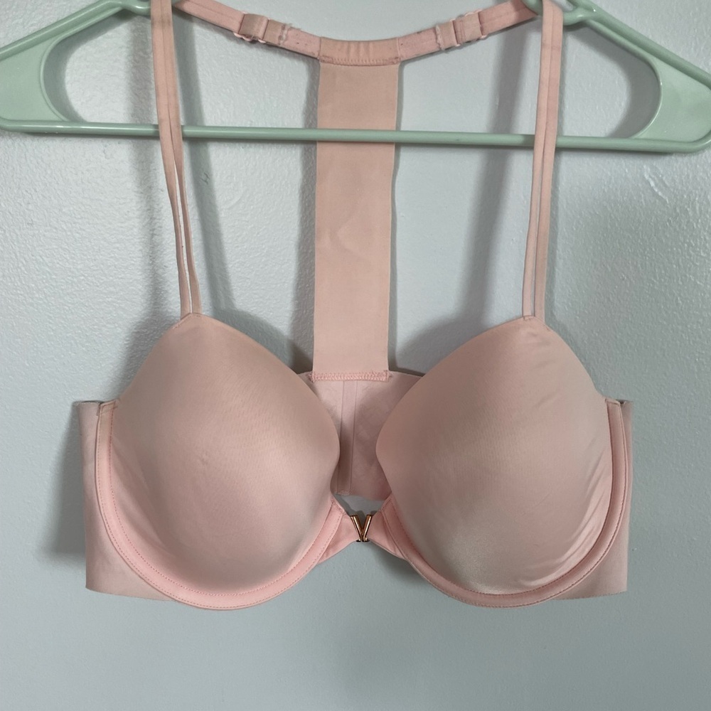 Victoria's Secret Pink T-Back lined Demi Bra with Adjustable Straps size 36D